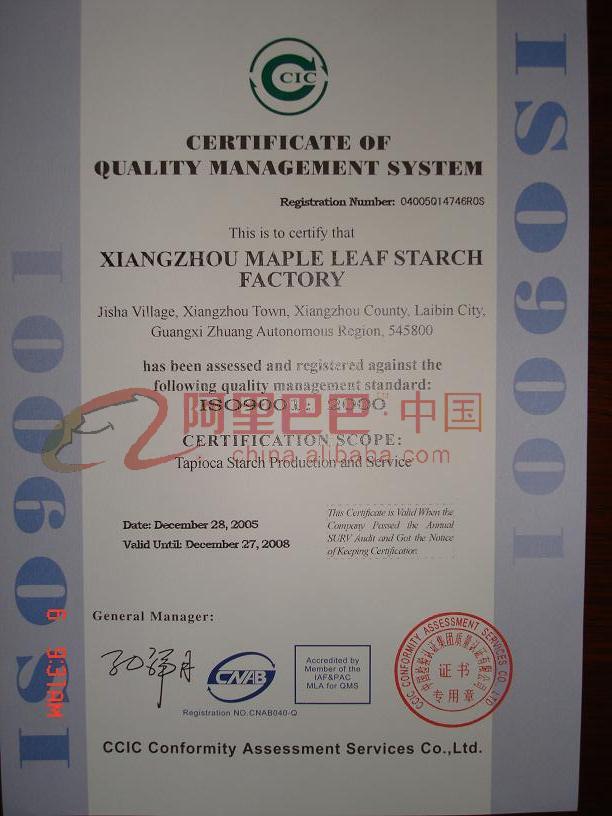 质量管理体系认证证书(英文)