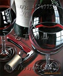 DX-JP128 批发手绘静物装饰酒瓶酒杯油画