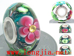 周富贵*千花琉璃饰品*镀银通管批发潘多拉琉璃珠pandora jg1020