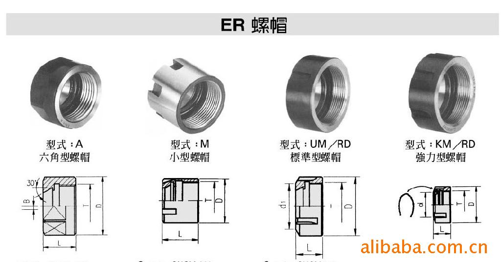供应：电脑锣配件ER螺帽数控刀具