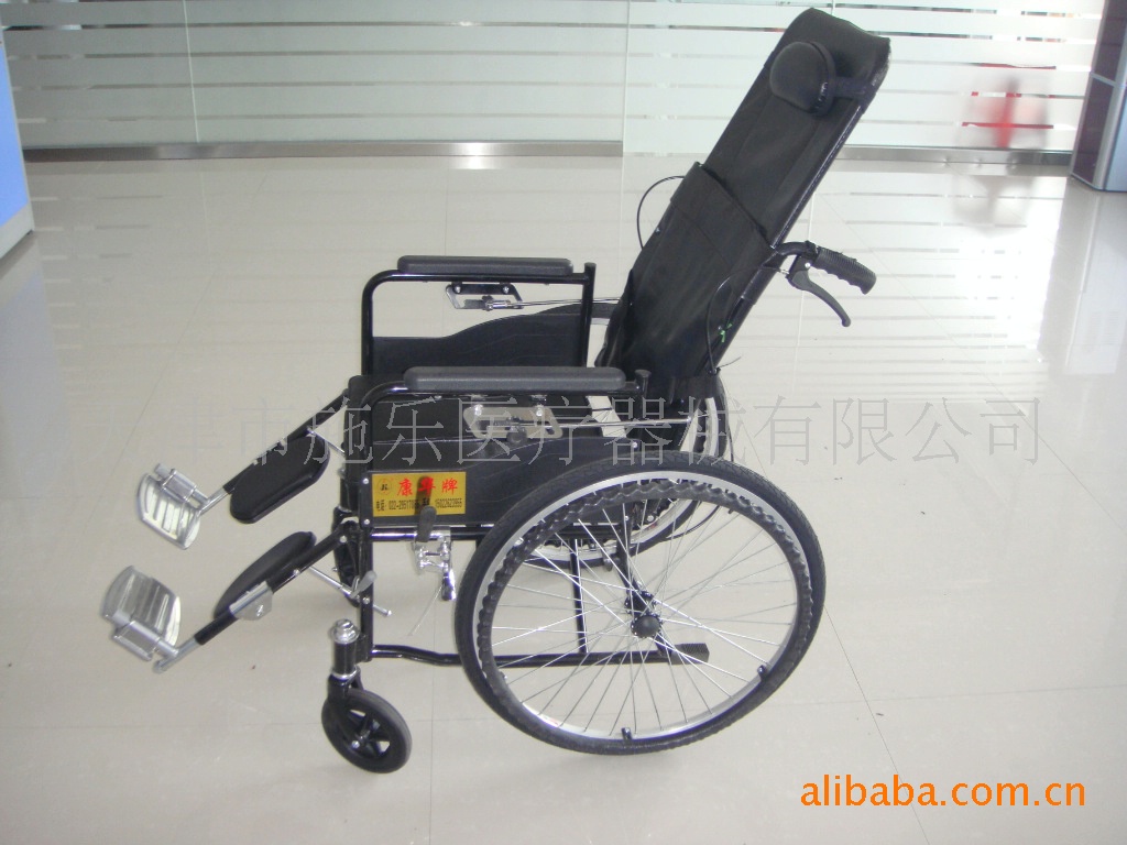 供应天津康华牌高靠背电镀全躺轮椅批发车加工(图)