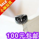 J247【依韩】欧美外贸复古饰品 乖巧猫头鹰戒指 指环 古银款