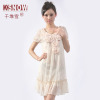千堆雪2011夏季韩版新款 淑女玫瑰花泡泡袖短袖连衣裙 9339