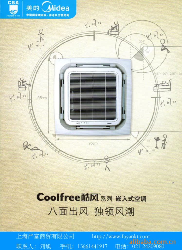 美的酷风5匹天花嵌入式吸顶八面出风空调kfr-120qw/sdy-a(r3)