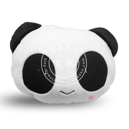 薄款熊猫头枕,卡通熊猫车枕/车用护颈枕,毛绒车枕单个价27-2A812