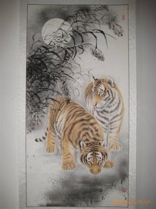 当代著名画家翟玉江生宣工笔虎