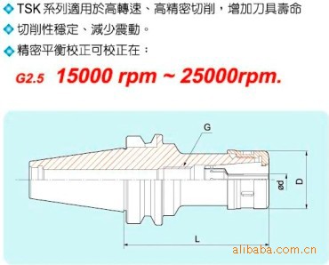 供应数控刀柄 高速高精度刀柄BT40-TSK16-100L