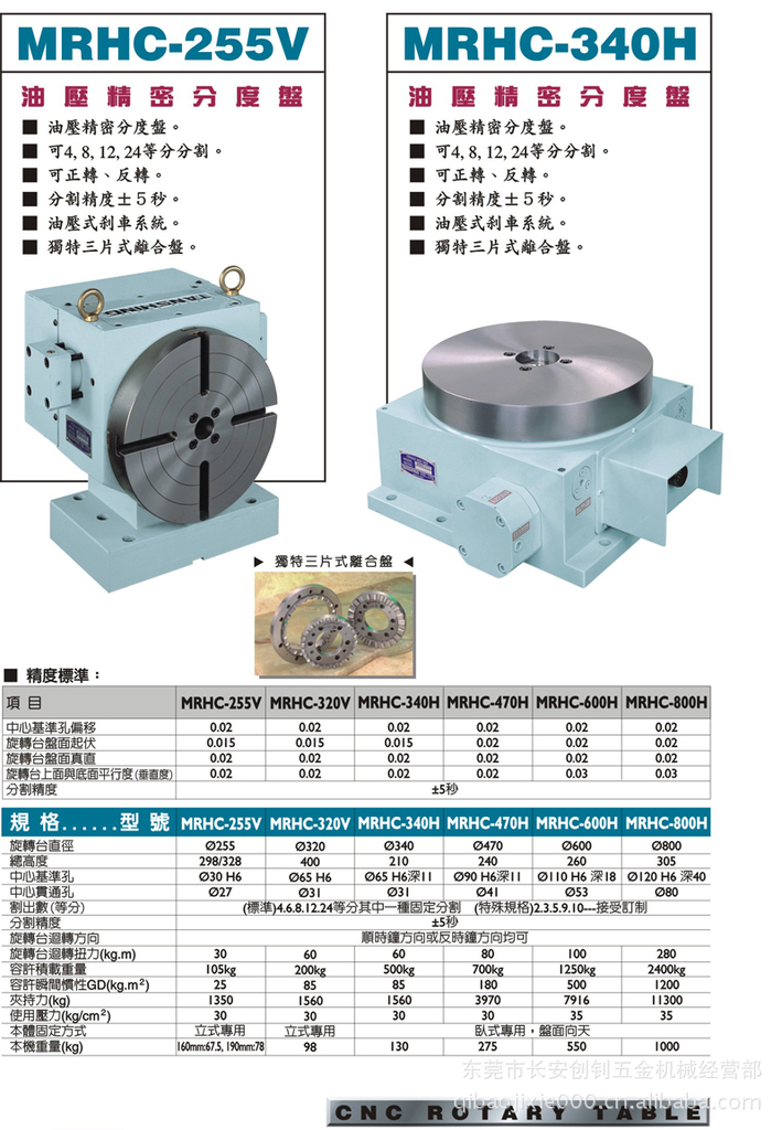 台湾tanshing潭兴 mrhc-255v mrhc-320v 油压分度盘