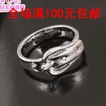 0743韩版饰品 独特的皮带式型人指环戒指批发 银色款 100混批