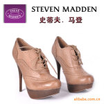 2012新款外贸原单正品stevenmadden真皮高跟女靴子短靴防水台特价