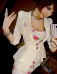 混批秋季新款韩版女装 香港名媛气质带胸花修身小西装外套 808