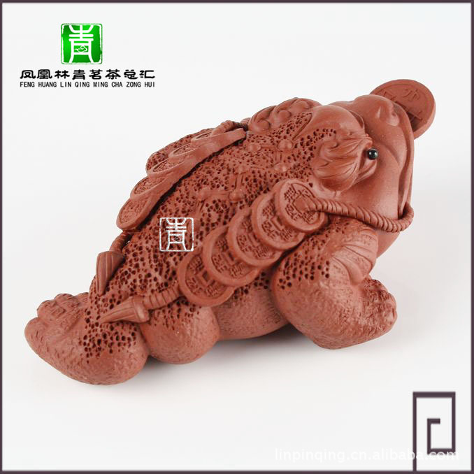 《热销一品堂红紫砂蟾蜍 蟾蜍招财摆件