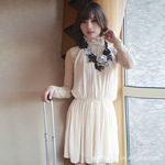 F821 2011冬装新品女装 韩版高领雪纺收腰蕾丝秋冬长袖连衣裙