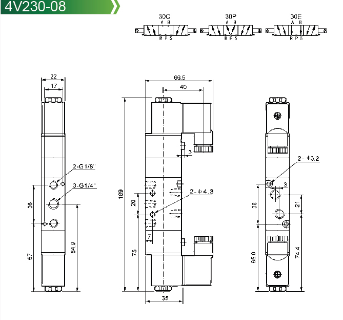 供应优质亚光 4v230-08 4v系列二位五通 先导气动电磁阀