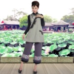 热销 女式唐装马甲|长款背心外套|木棉道唐装背心19016