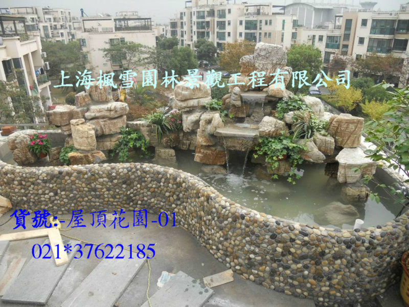 上海屋顶假山 花园绿化 屋顶花园 屋顶假山鱼池 花园水景