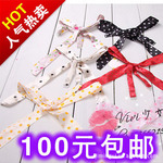 B287【依韩饰品】百搭缎面雪纺大蝴蝶结后系挂脖肩带 批发肩带