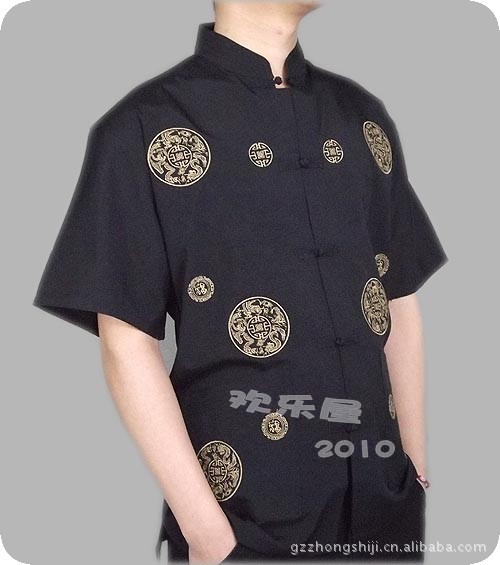 厂家直销 供应2011新款中国风男士唐装 圆龙图案 夏天男士精品