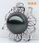 国盛祥正品!15-16mm 珠宝级A1AB 大溪地珍珠 黑珍珠吊坠
