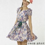 2012品牌 贈腰帶 高貴 高檔 碎花連衣裙