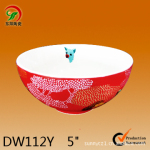 厂销陶瓷碗  定制5寸红陶瓷碗 浮雕色釉陶瓷碗 定做外贸陶瓷碗