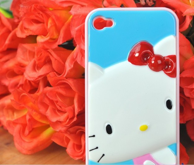 苹果iphone 4 保护壳 立体hello kitty 浮雕手机壳 新款 7.00,6.