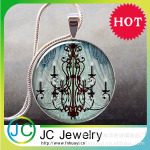 供应玻璃吊坠 Teal Chandelier Chic art pendant charm
