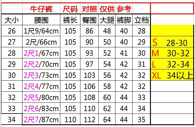 女装& 鞋 尺码对照表