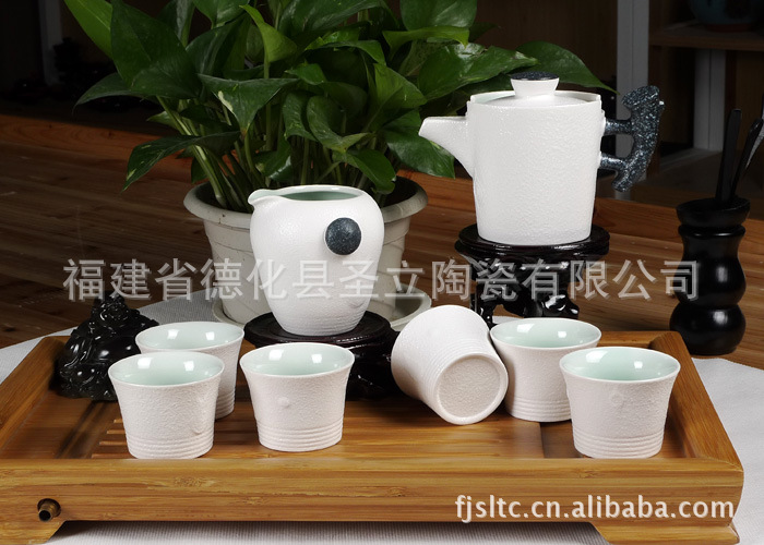 厂家直销 定窑茶具 玉雪玲珑 耕耘套组 高档陶瓷礼品 陶瓷礼品