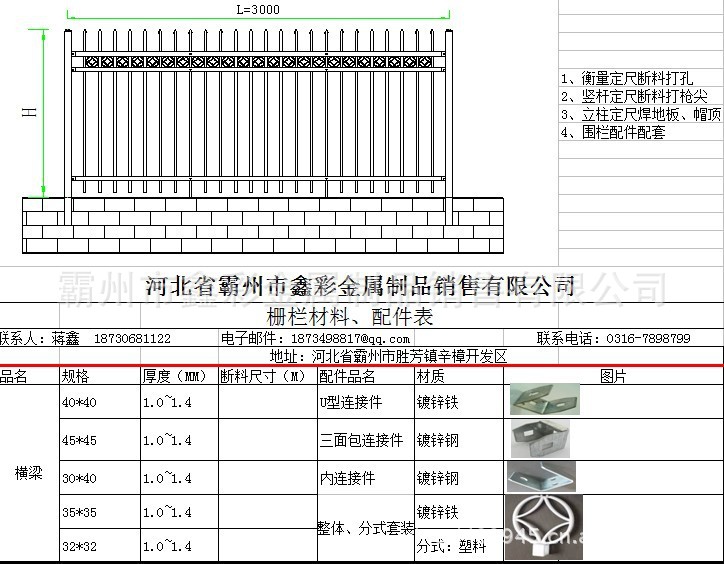 栅栏配件图