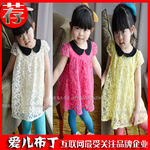 2012夏装新款 乔其纱绣花黑色小翻领娃娃裙连衣裙 韩版童裙