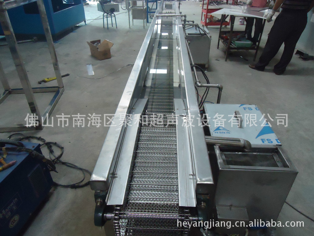 广东佛山聚和牌钢化玻璃盖链网通过式超声波清洗机