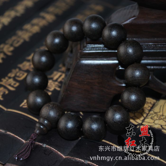 越南奇楠沉香手串16mm 天然黑油格佛珠手链男款 正品保真 5折秒杀图片