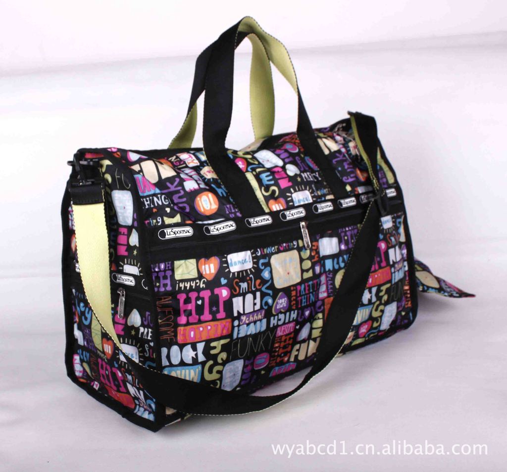 力士保Lesportsac,8769,黑色新英文,超大号旅行包
