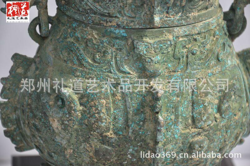 高仿仿古青铜器带铭文提梁鸟壶 金属工艺品饰品 高档商务礼品