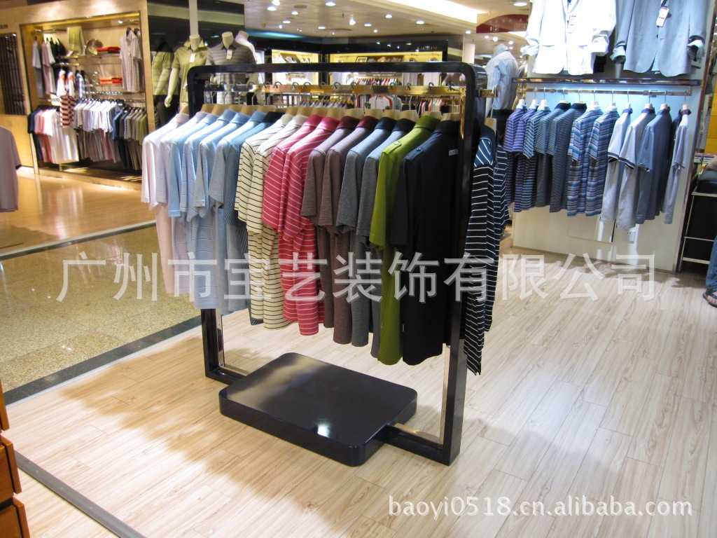 定做服装店展示柜 服装货架展示柜 服装店中岛展示柜黑钛五金道具