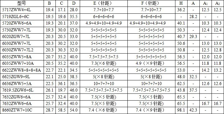 冠南源插针变压器尺寸图