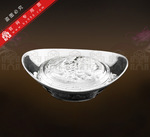 纯银工艺品元宝-银元宝-纯银元宝-高工艺空心油压元宝50g-龙凤图