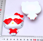 平底公仔树脂配件-DXH026双心眼Kitty猫-大红蝴蝶结 手机贴钻