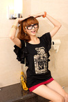 M217 日韩女装正品/2012春装/时尚个性百搭/荷叶边袖T恤