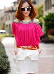 批发品牌女装 韩版时尚露肩蝙蝠袖修身气质典雅连衣裙1141