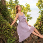 2012夏季新款 日系小怡甜美灰紫层层木耳边甜美鱼尾 长裙*3972