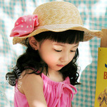 2012luyookids夏季童帽 公主帽 盆帽 圆点布艺大檐草帽