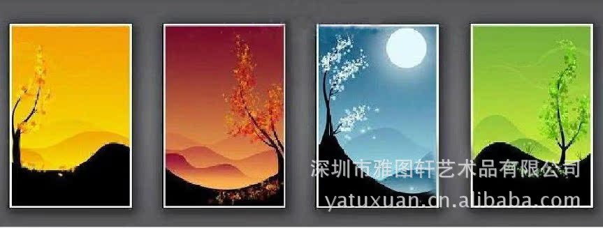 跨境 亚马逊 春夏秋冬 四季装饰风景 纯手绘油画 新居