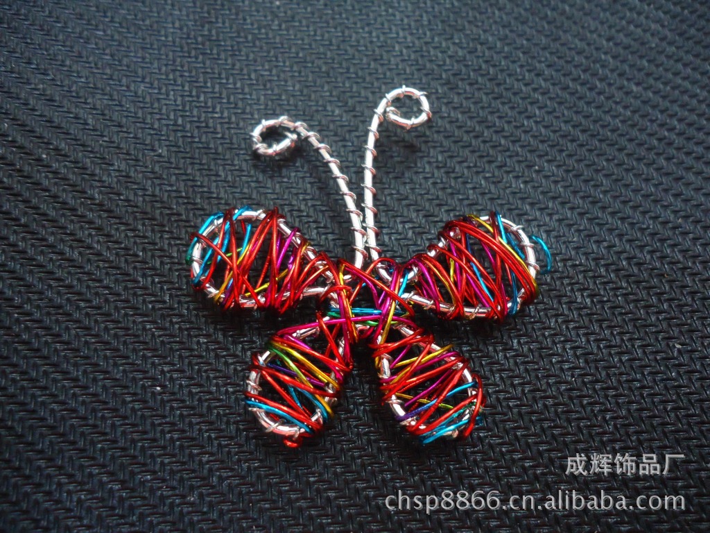 饰品配件--彩色饰品-纯手工制作铁丝配件-五彩蝴蝶