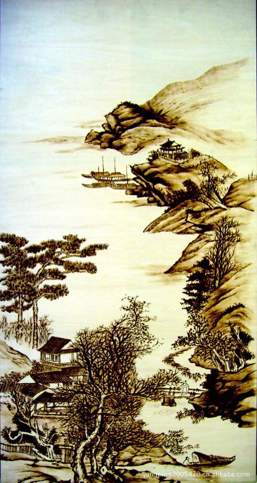 供应 特制 烙画山水2