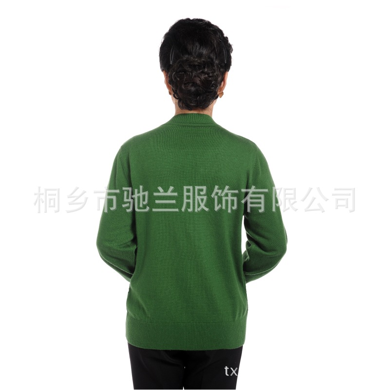 秋冬新款韩版女装圆领纯色长袖中老年气质妈妈装女式针织羊毛衫 