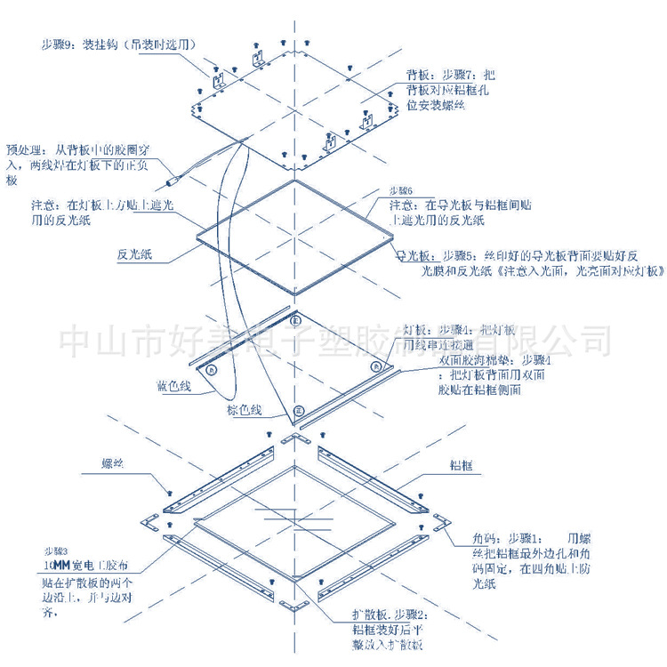 无暗区led方形面板灯,led面板灯发光,led面板灯安装效果图