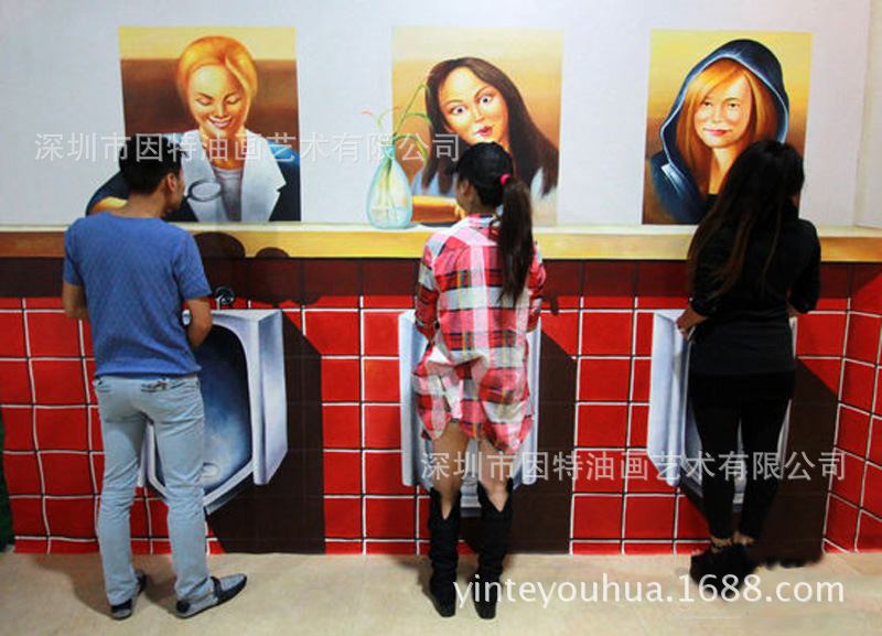 纯手工3D油画高端墙绘彩绘地画逼真写实3D立体画