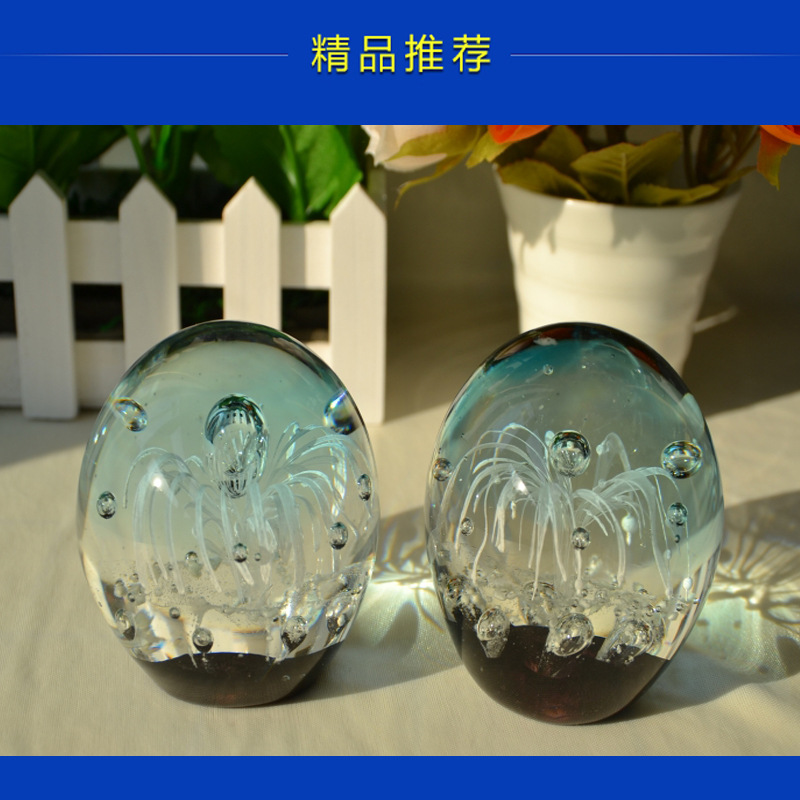 厂家供货精品琉璃水母 琉璃工艺品 琉璃摆件 水晶球琉璃装饰.